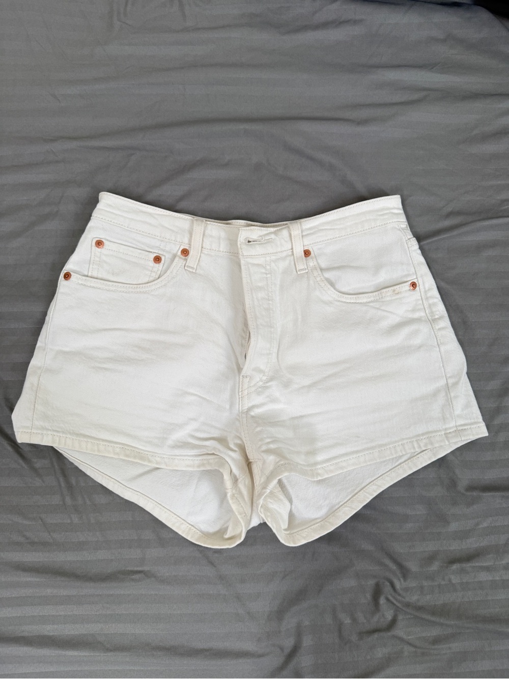 Levi's White High Waist Denim Shorts